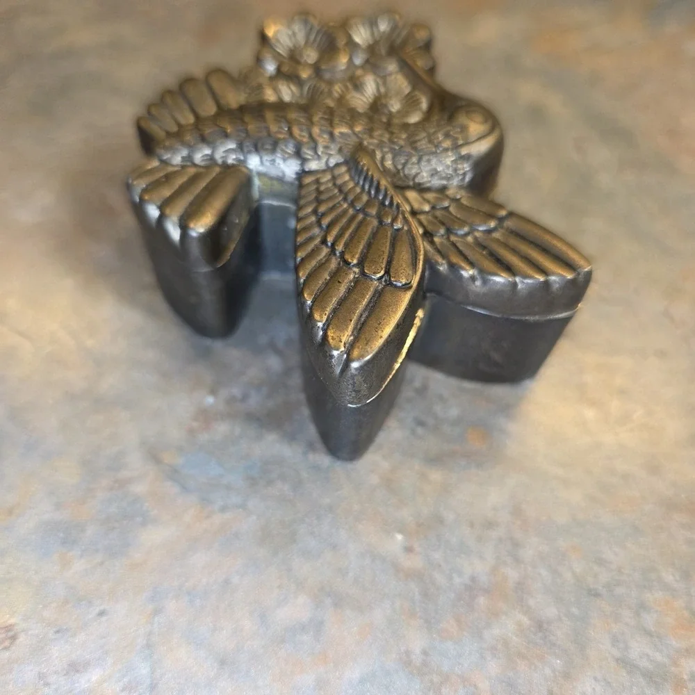Vintage Silver Plated Hummingbird Trinket Box Lined Bird Garden